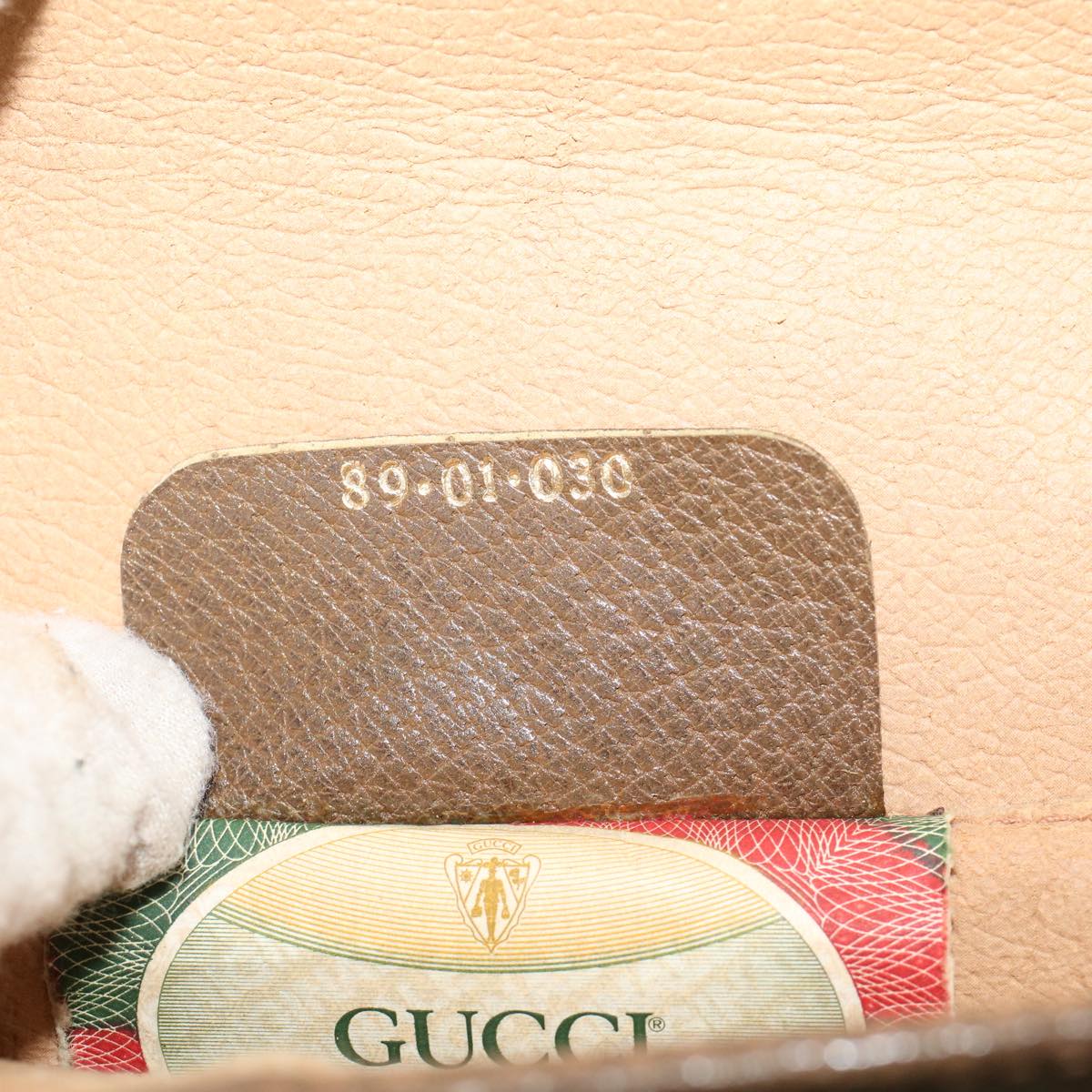GUCCI GG Canvas Web Sherry Line Clutch Bag PVC Leather Beige Red  45602