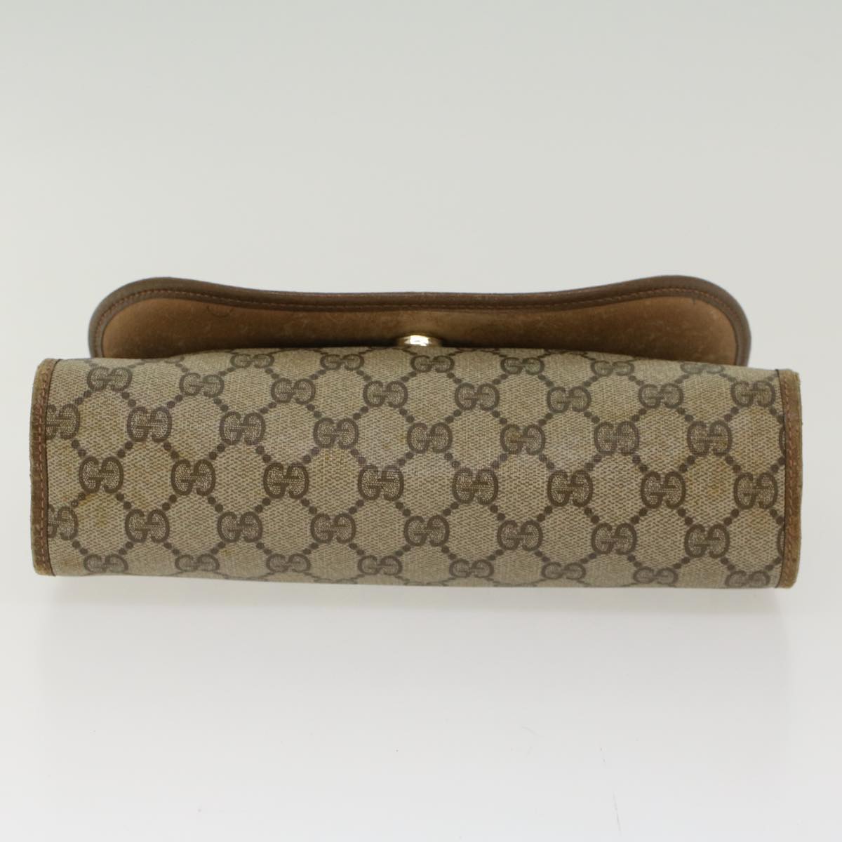 GUCCI GG Canvas Web Sherry Line Clutch Bag PVC Leather Beige Red  45602