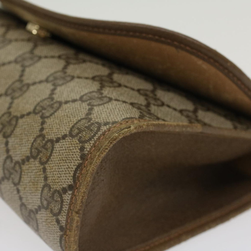 GUCCI GG Canvas Web Sherry Line Clutch Bag PVC Leather Beige Red  45602