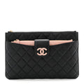 Lambskin Quilted Sunset Boulevard Pouch Case Black Pink