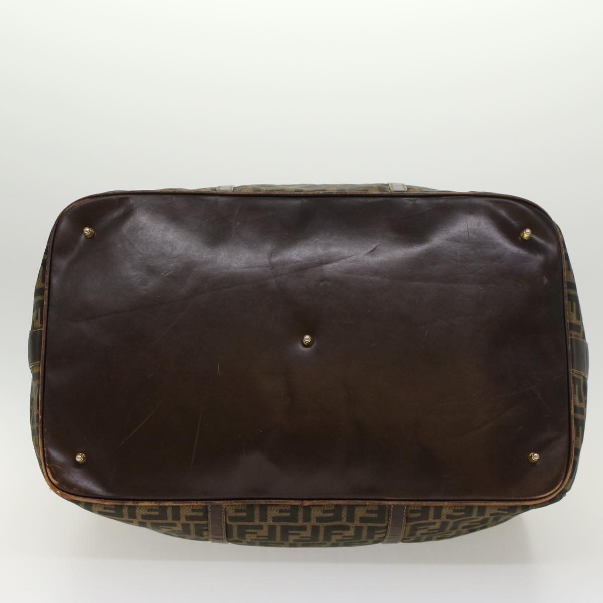 FENDI Zucca Canvas Boston Bag Nylon 2way Brown Black  45632