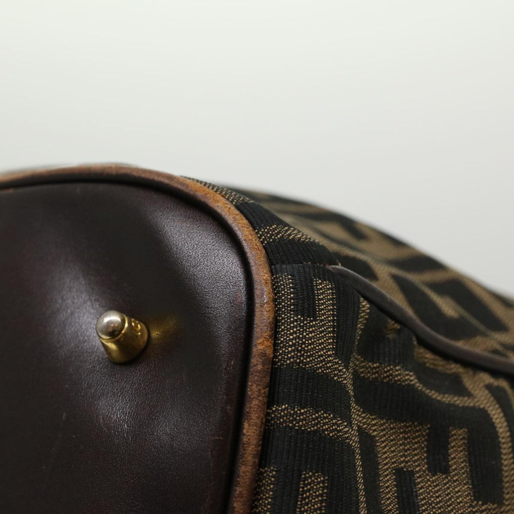 FENDI Zucca Canvas Boston Bag Nylon 2way Brown Black  45632