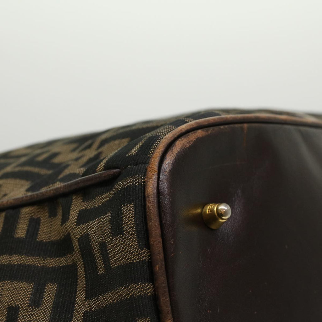 FENDI Zucca Canvas Boston Bag Nylon 2way Brown Black  45632