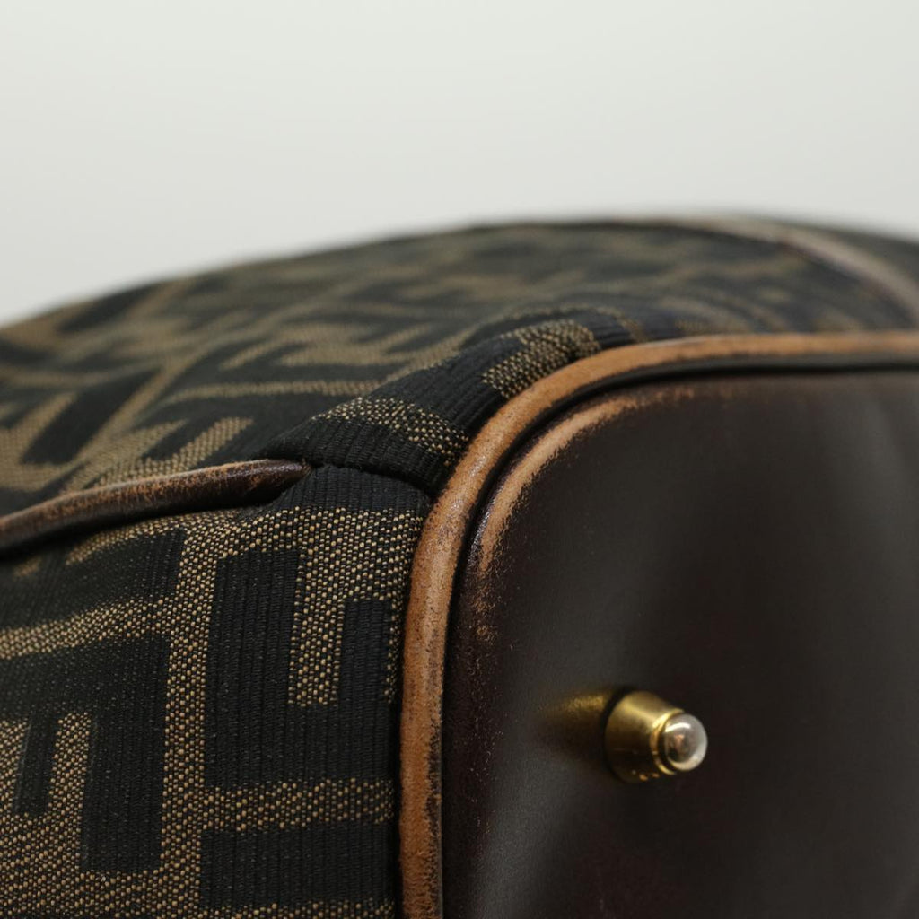 FENDI Zucca Canvas Boston Bag Nylon 2way Brown Black  45632