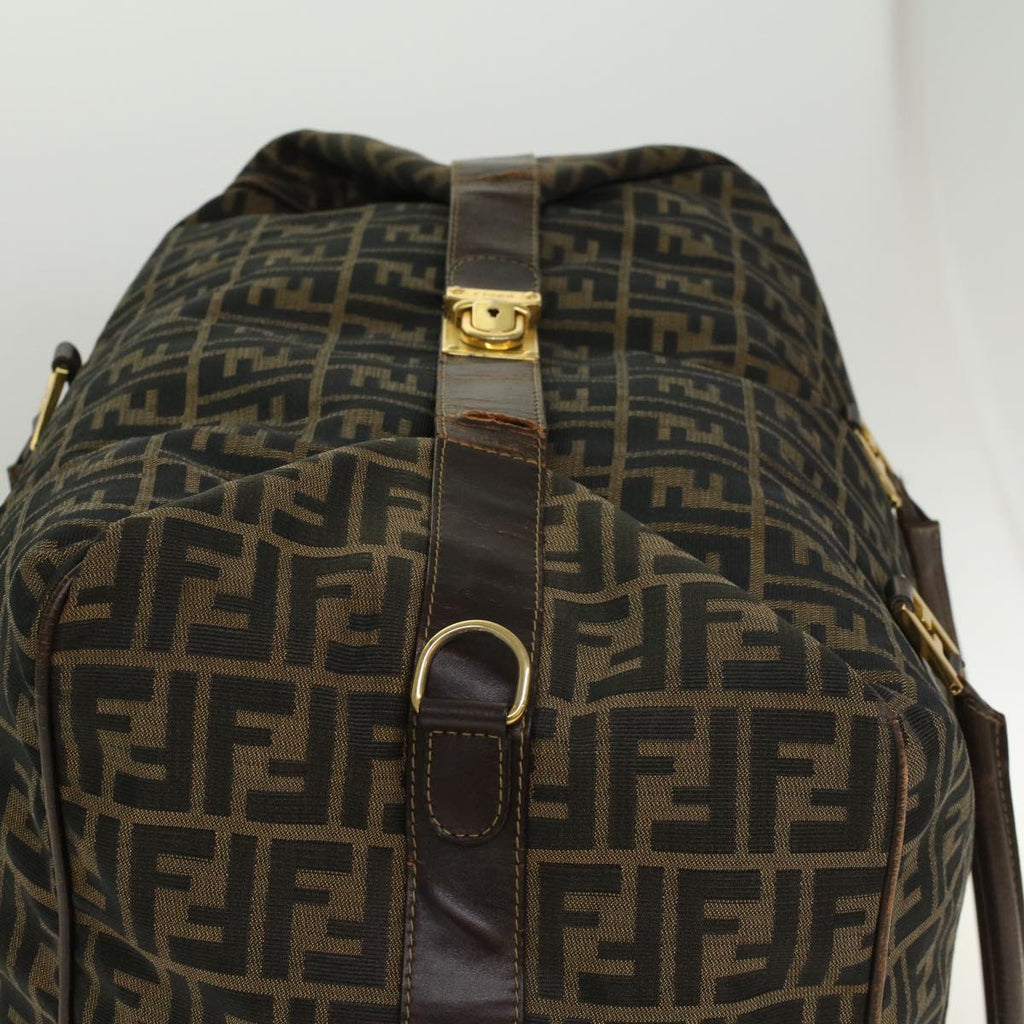 FENDI Zucca Canvas Boston Bag Nylon 2way Brown Black  45632