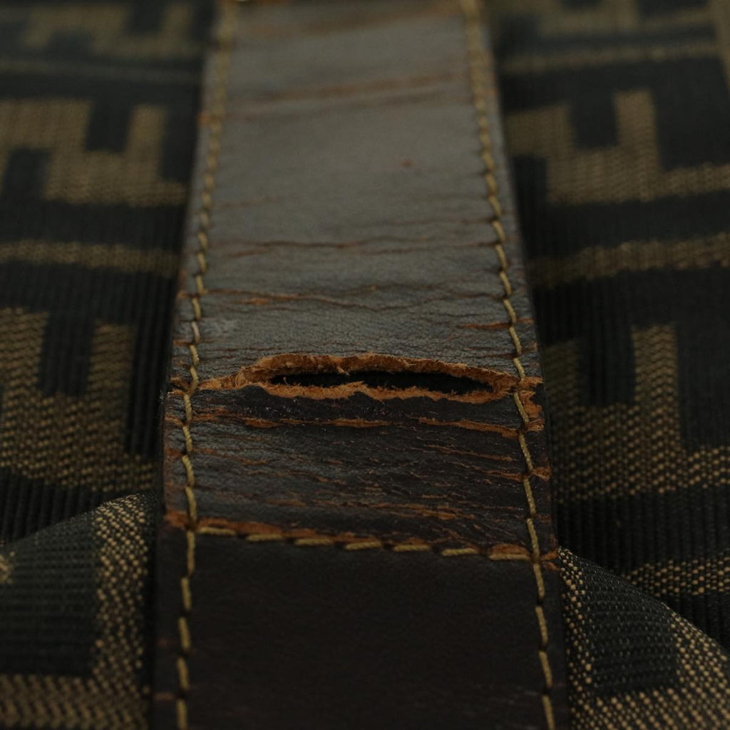 FENDI Zucca Canvas Boston Bag Nylon 2way Brown Black  45632
