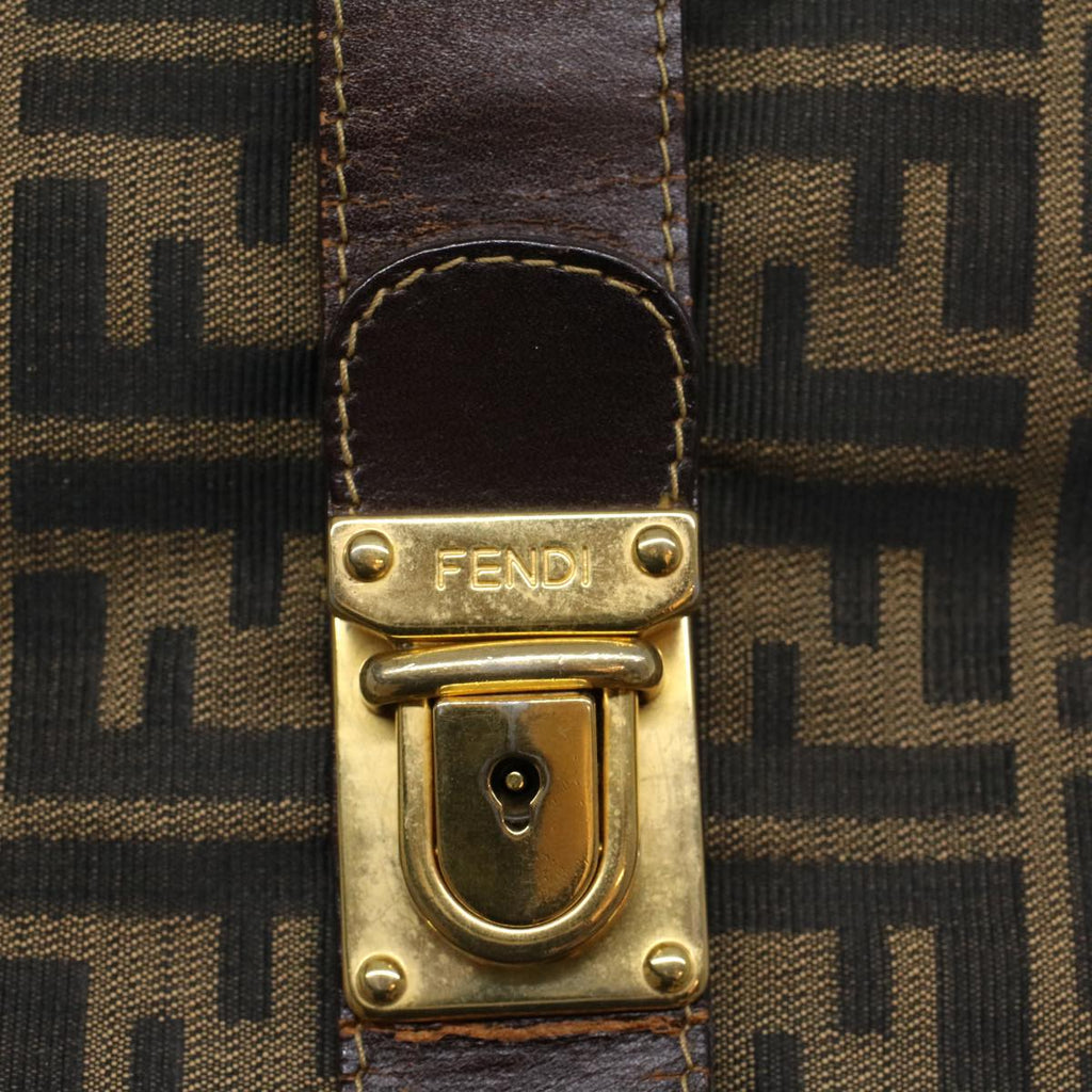 FENDI Zucca Canvas Boston Bag Nylon 2way Brown Black  45632