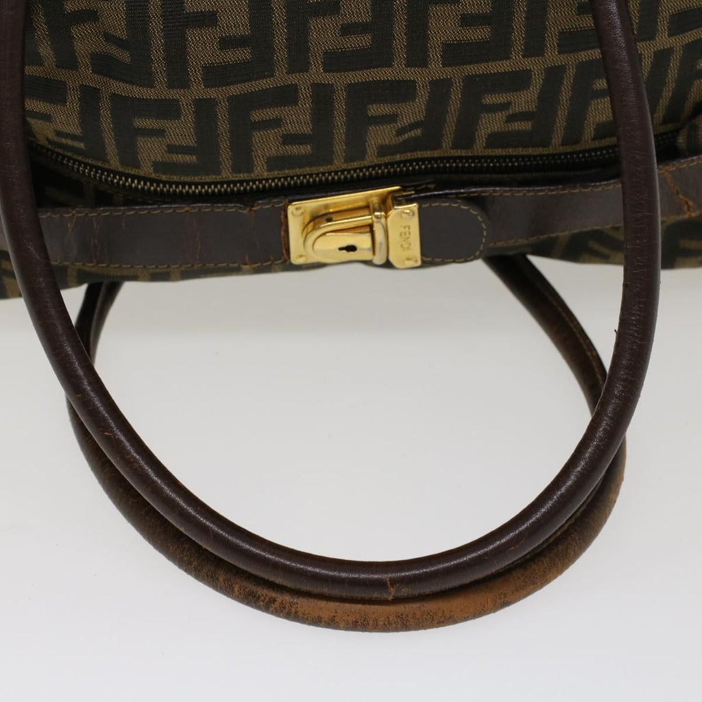 FENDI Zucca Canvas Boston Bag Nylon 2way Brown Black  45632