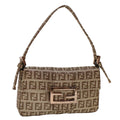 FENDI Zucchino Canvas Mini Mamma Baguette Pouch Gold Tone  45633A