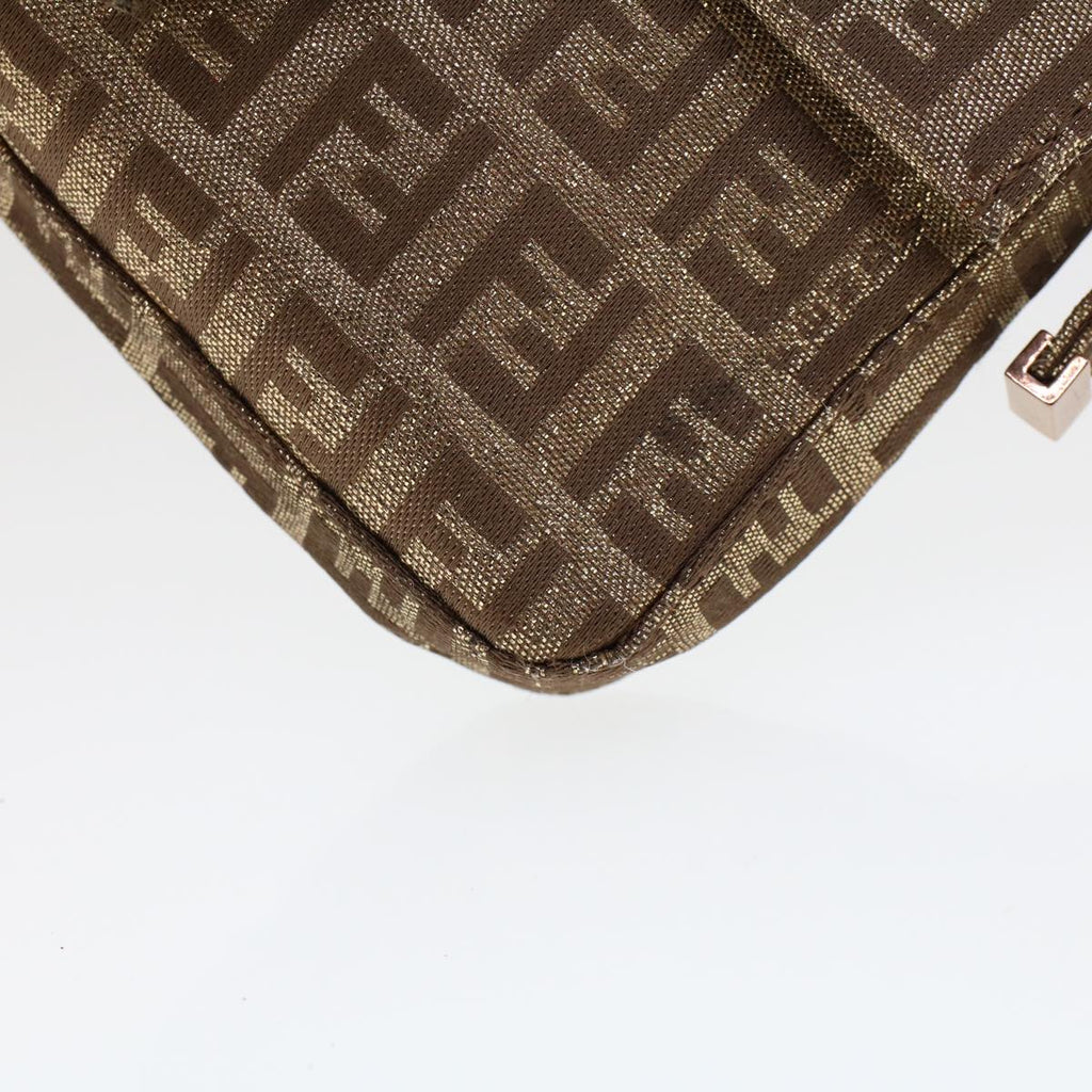 FENDI Zucchino Canvas Mini Mamma Baguette Pouch Gold Tone  45633A