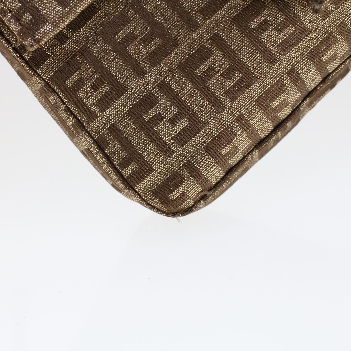 FENDI Zucchino Canvas Mini Mamma Baguette Pouch Gold Tone  45633A