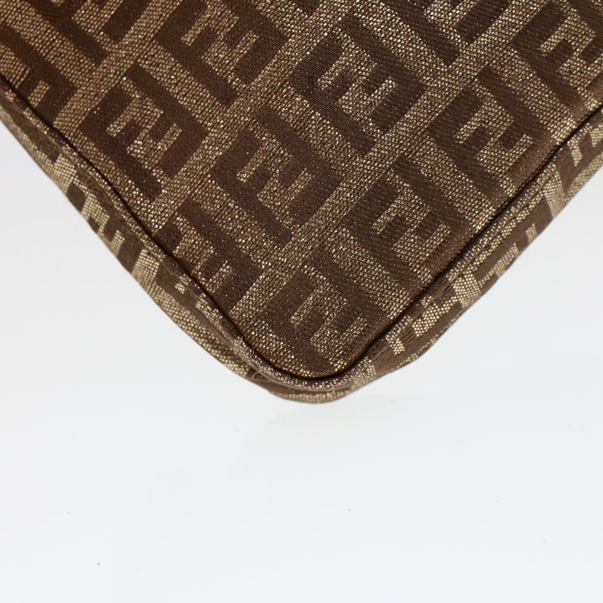 FENDI Zucchino Canvas Mini Mamma Baguette Pouch Gold Tone  45633A