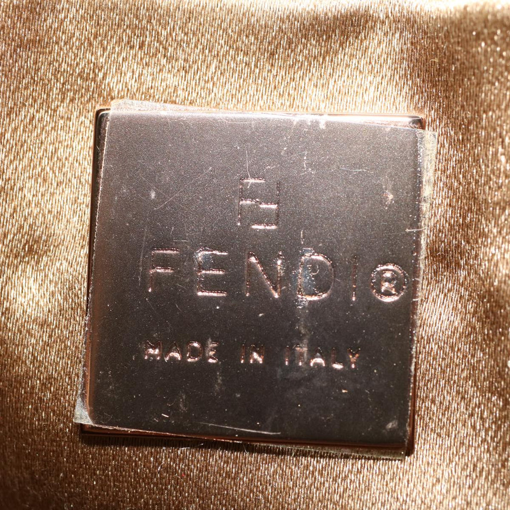 FENDI Zucchino Canvas Mini Mamma Baguette Pouch Gold Tone  45633A