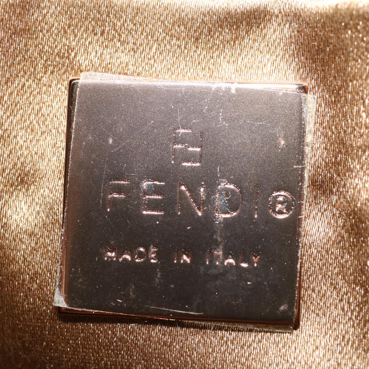 FENDI Zucchino Canvas Mini Mamma Baguette Pouch Gold Tone  45633A