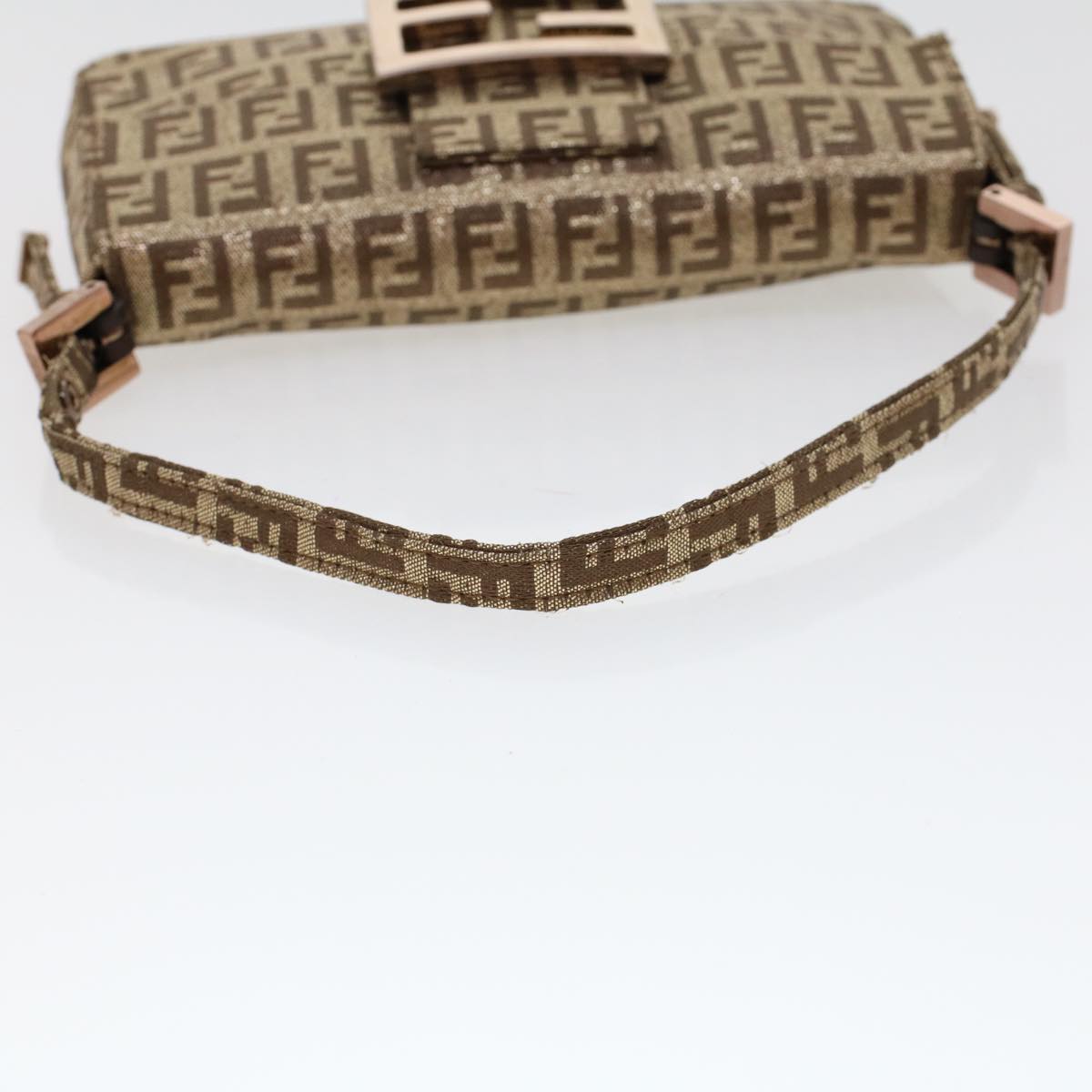 FENDI Zucchino Canvas Mini Mamma Baguette Pouch Gold Tone  45633A