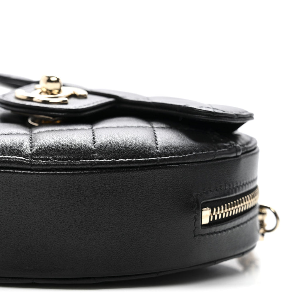 Chanel Lambskin Quilted CC In Love Heart Clutch With Chain Black