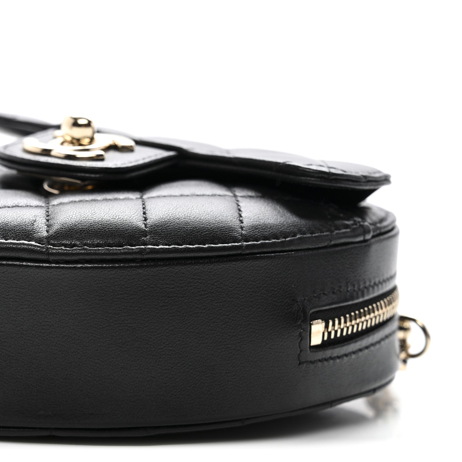 Chanel Lambskin Quilted CC In Love Heart Clutch With Chain Black