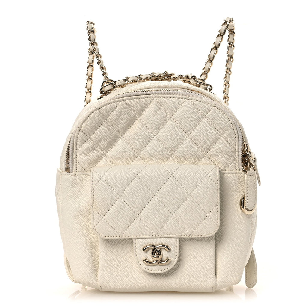 Chanel Caviar Quilted Small CC Day Backpack White