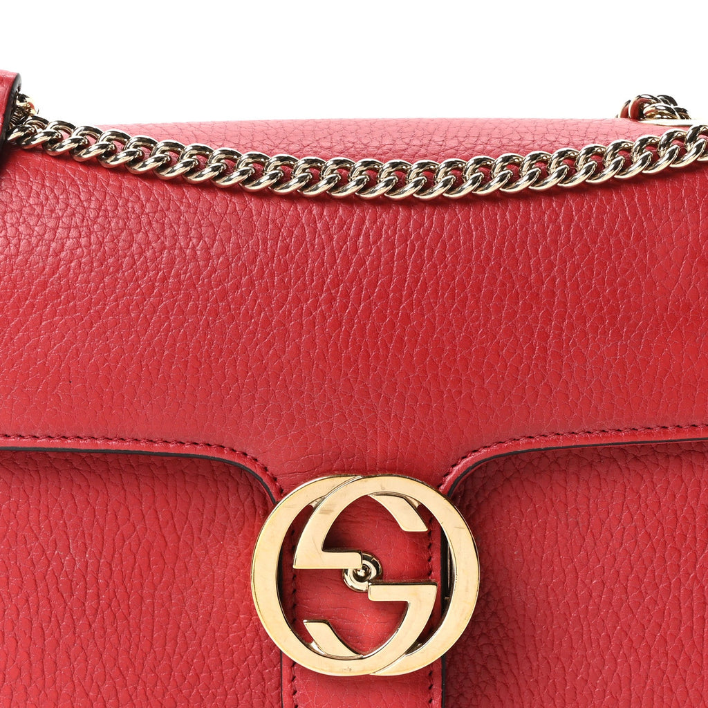 Gucci Dollar Calfskin Small Interlocking G Shoulder Bag Red