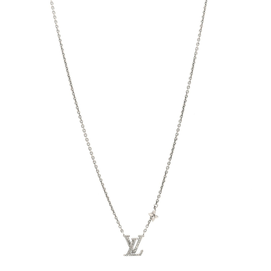Louis Vuitton Metal Crystal LV Iconic Necklace Silver