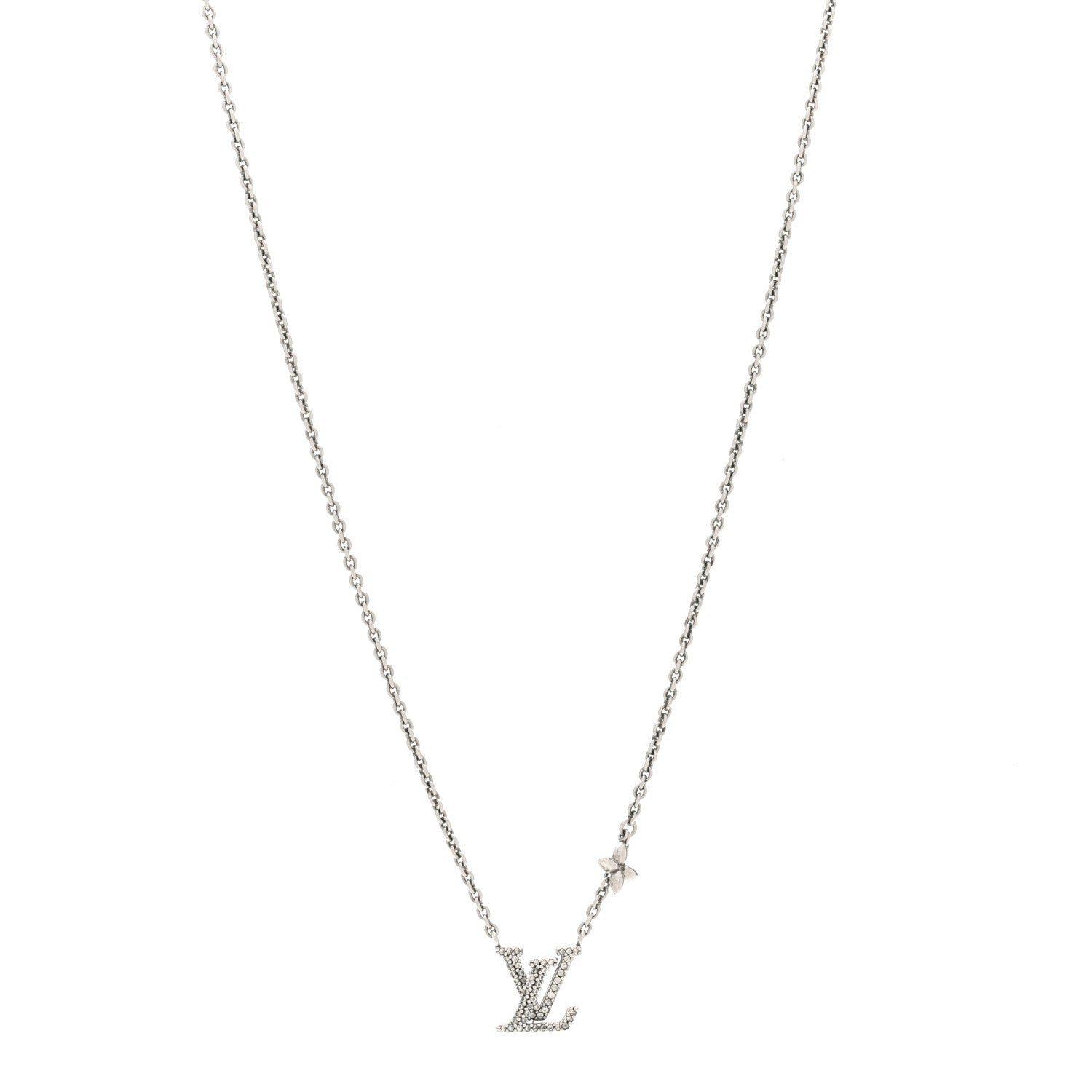 Louis Vuitton Metal Crystal LV Iconic Necklace Silver