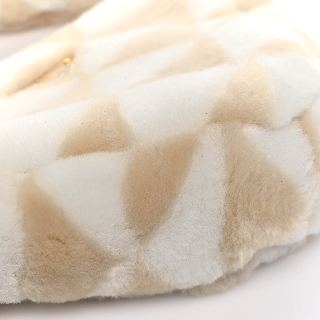 Prada Shearling Symbole Mini Triangle Bag Ecru White