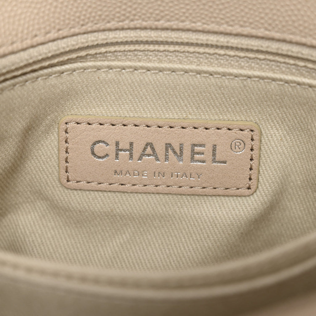 Chanel Caviar Chevron Quilted Mini Coco Handle Flap Beige