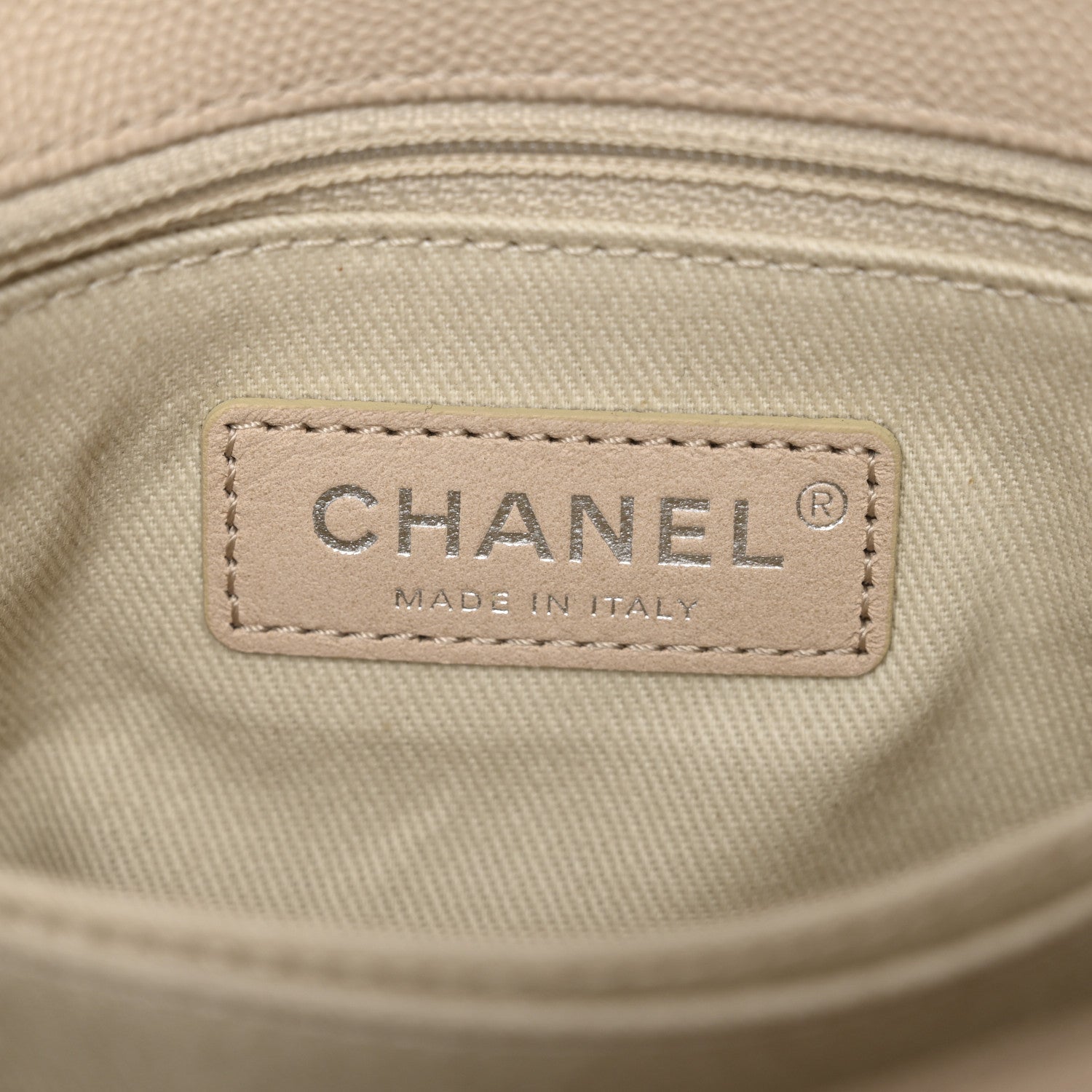 Chanel Caviar Chevron Quilted Mini Coco Handle Flap Beige