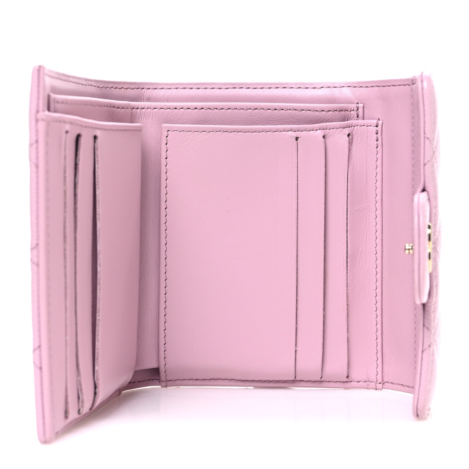 Caviar Quilted Compact Flap Wallet Light Pink