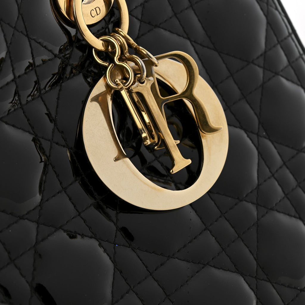 Christian Dior Patent Cannage Large Lady Dior Black