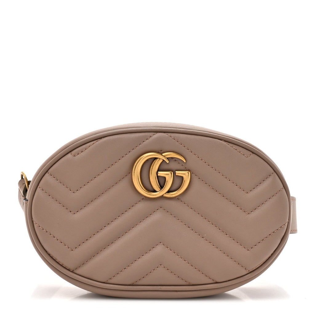 Gucci Calfskin Matelasse GG Marmont Belt Bag 75 30 Porcelain Rose