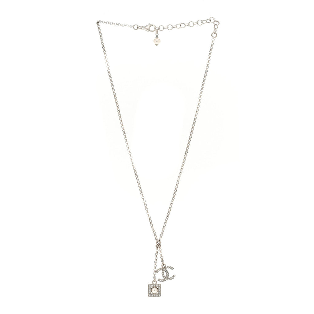 Ruthenium Crystal Square CC Lariat Necklace