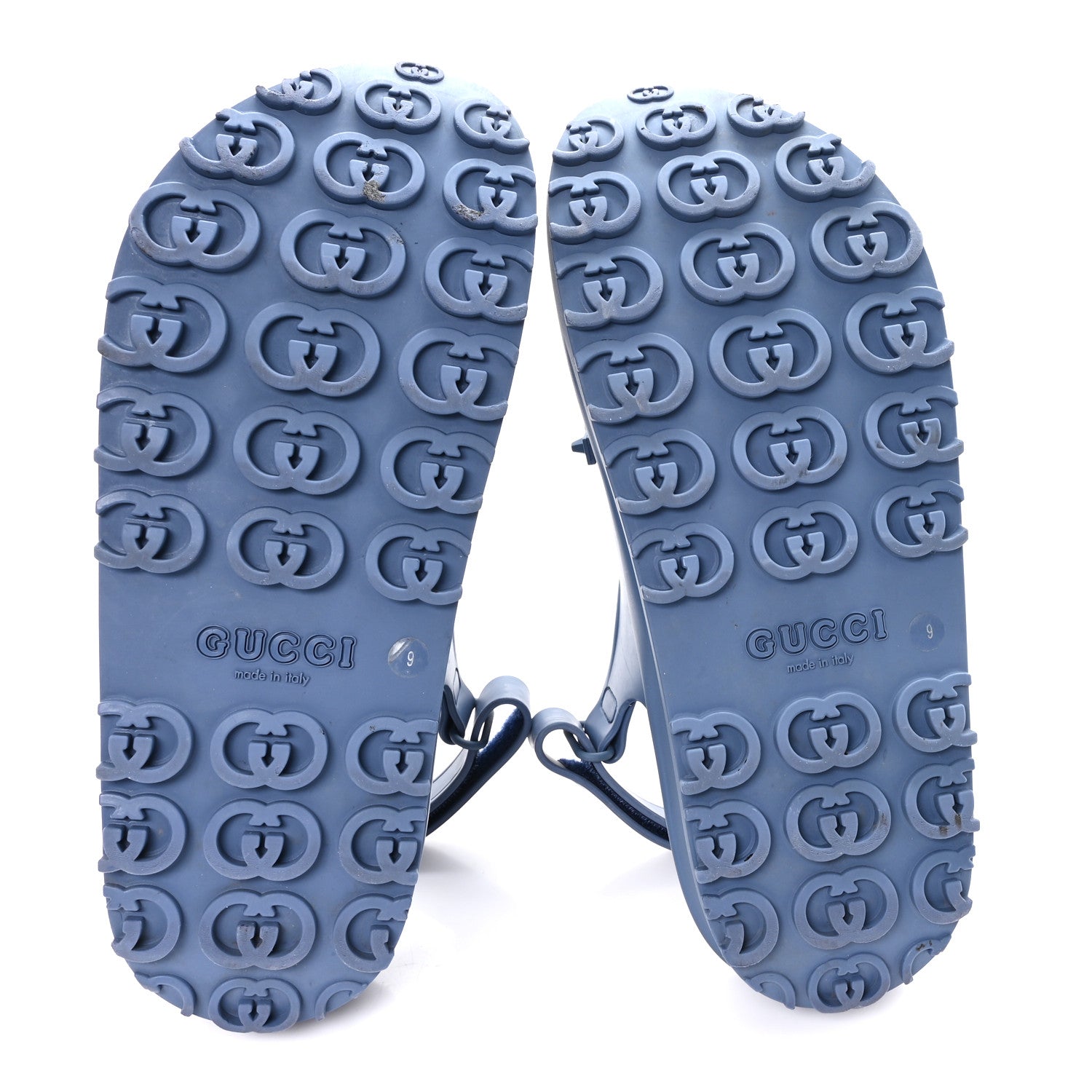 Gucci Soft Rubber Horsebit Touch Mens Strapped Sandals 9 Washed Indigo