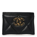 Lambskin Quilted Chanel 19 Card Holder Black