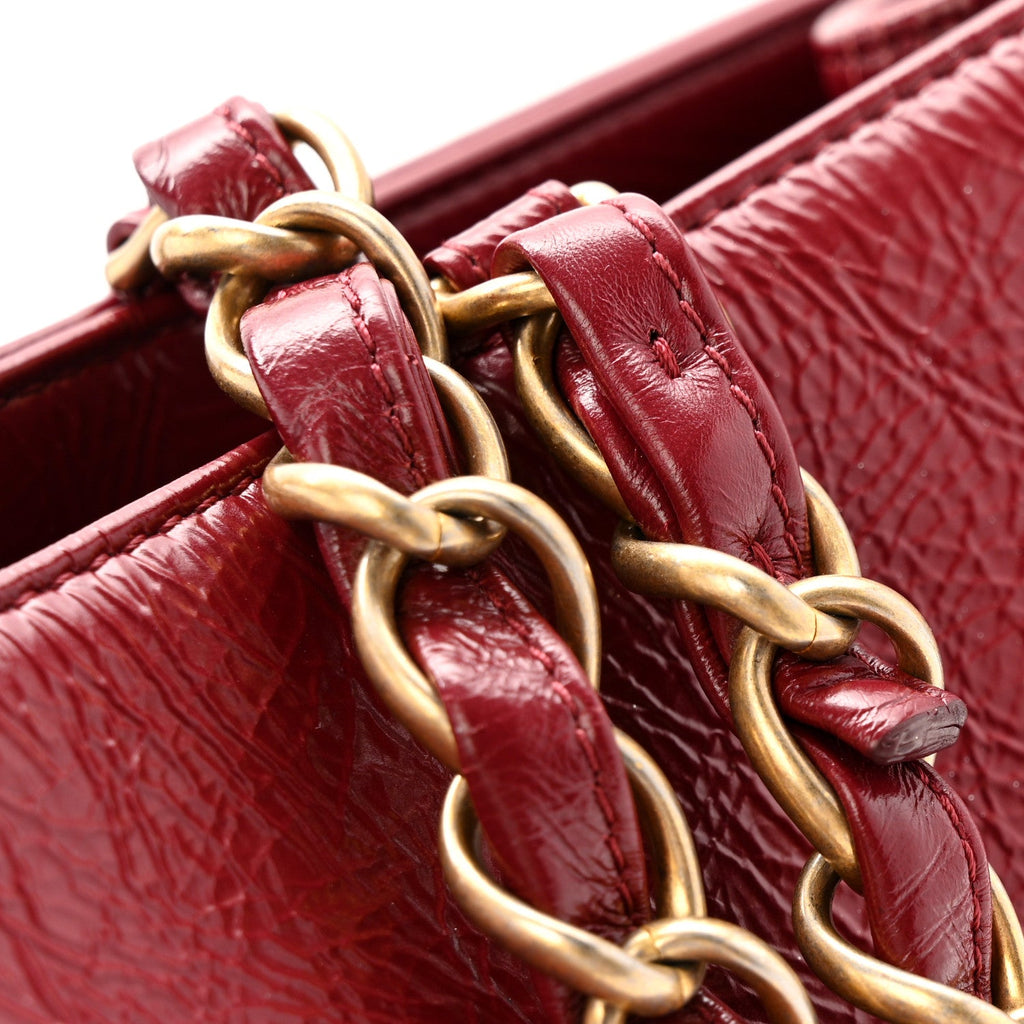 Chanel Shiny Aged Calfskin Shopping Bag Red