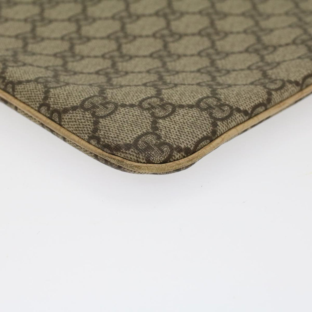 GUCCI GG Canvas Hand Bag PVC Leather Beige 117551  45849
