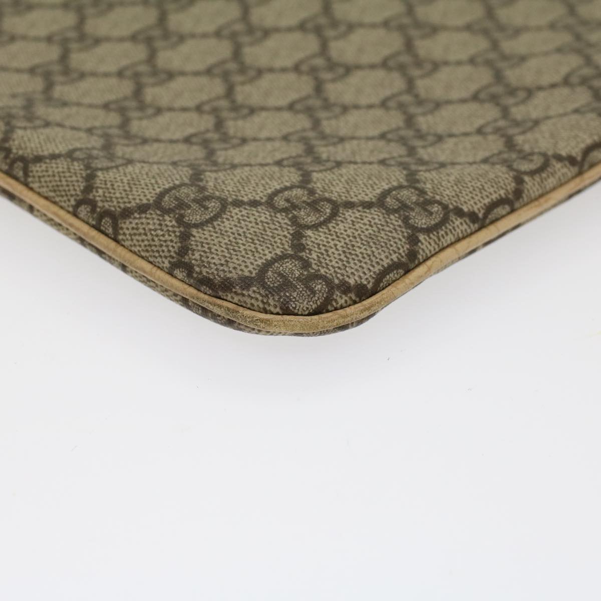 GUCCI GG Canvas Hand Bag PVC Leather Beige 117551  45849