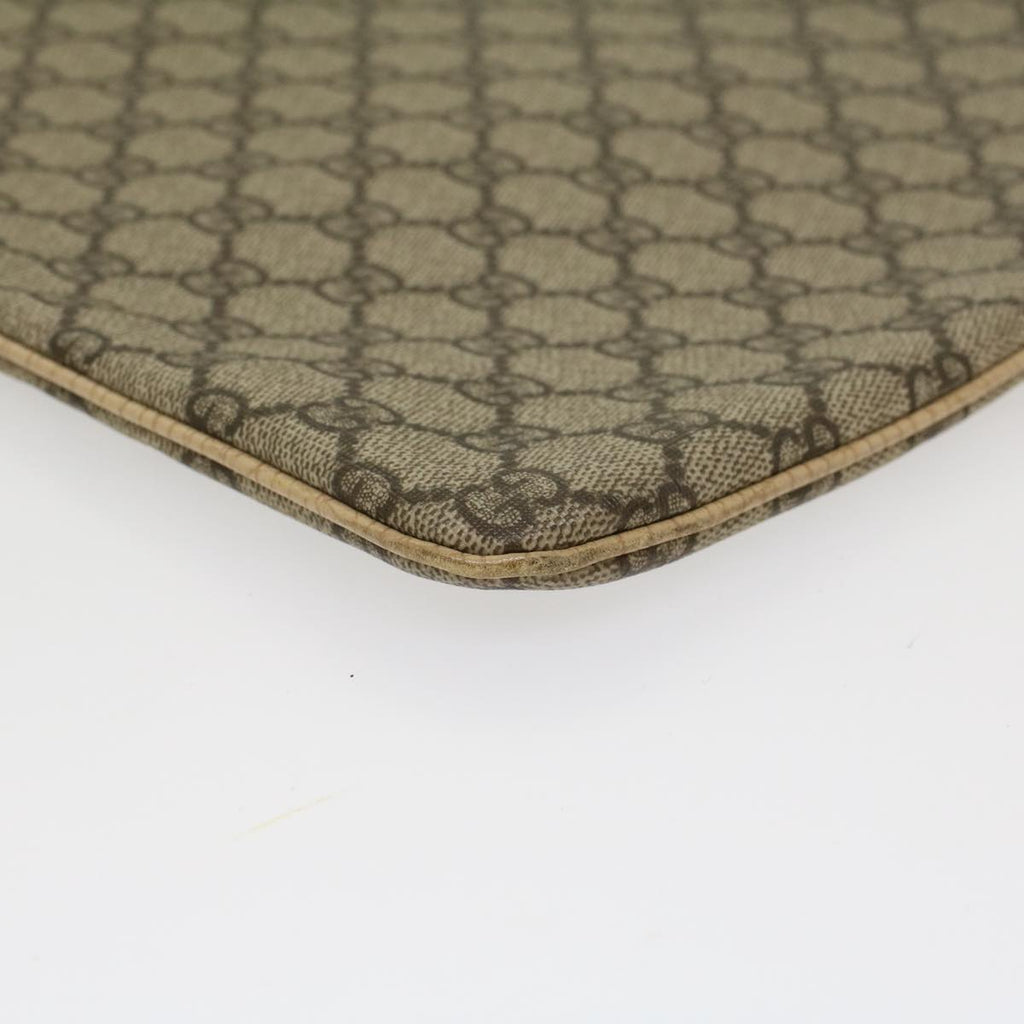GUCCI GG Canvas Hand Bag PVC Leather Beige 117551  45849