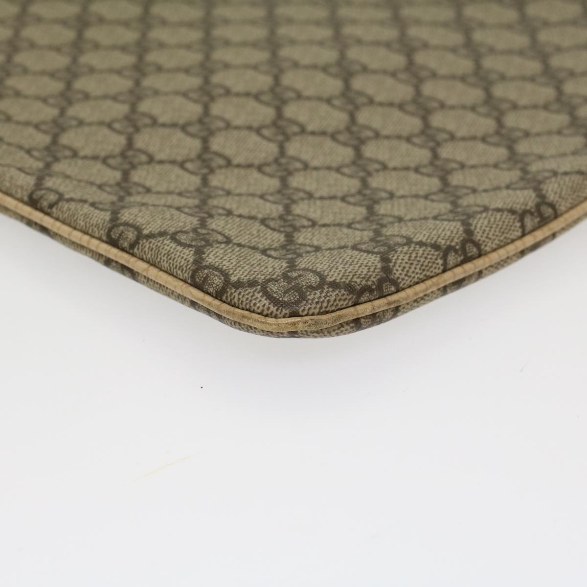 GUCCI GG Canvas Hand Bag PVC Leather Beige 117551  45849