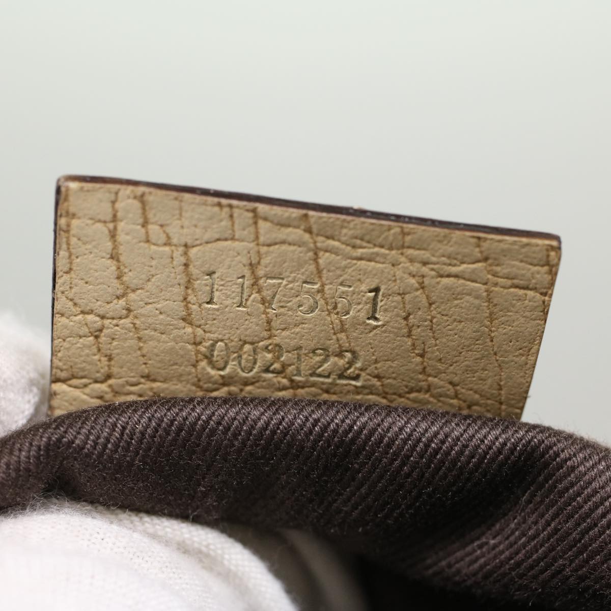 GUCCI GG Canvas Hand Bag PVC Leather Beige 117551  45849