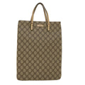 GUCCI GG Canvas Hand Bag PVC Leather Beige 117551  45849