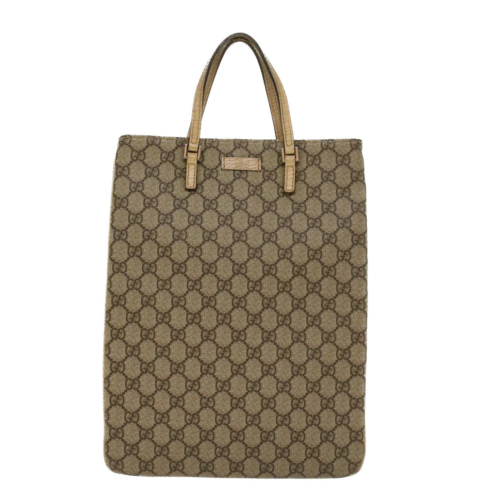 GUCCI GG Canvas Hand Bag PVC Leather Beige 117551  45849