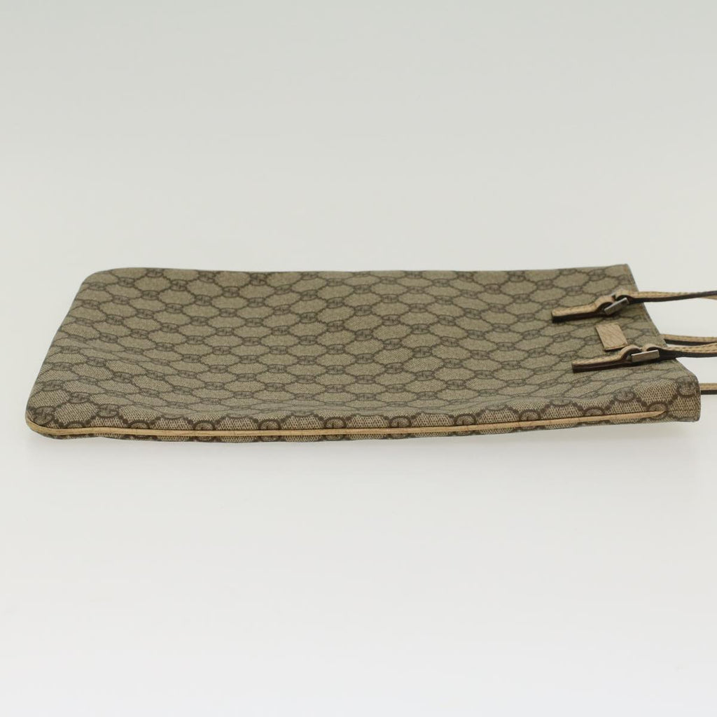 GUCCI GG Canvas Hand Bag PVC Leather Beige 117551  45849