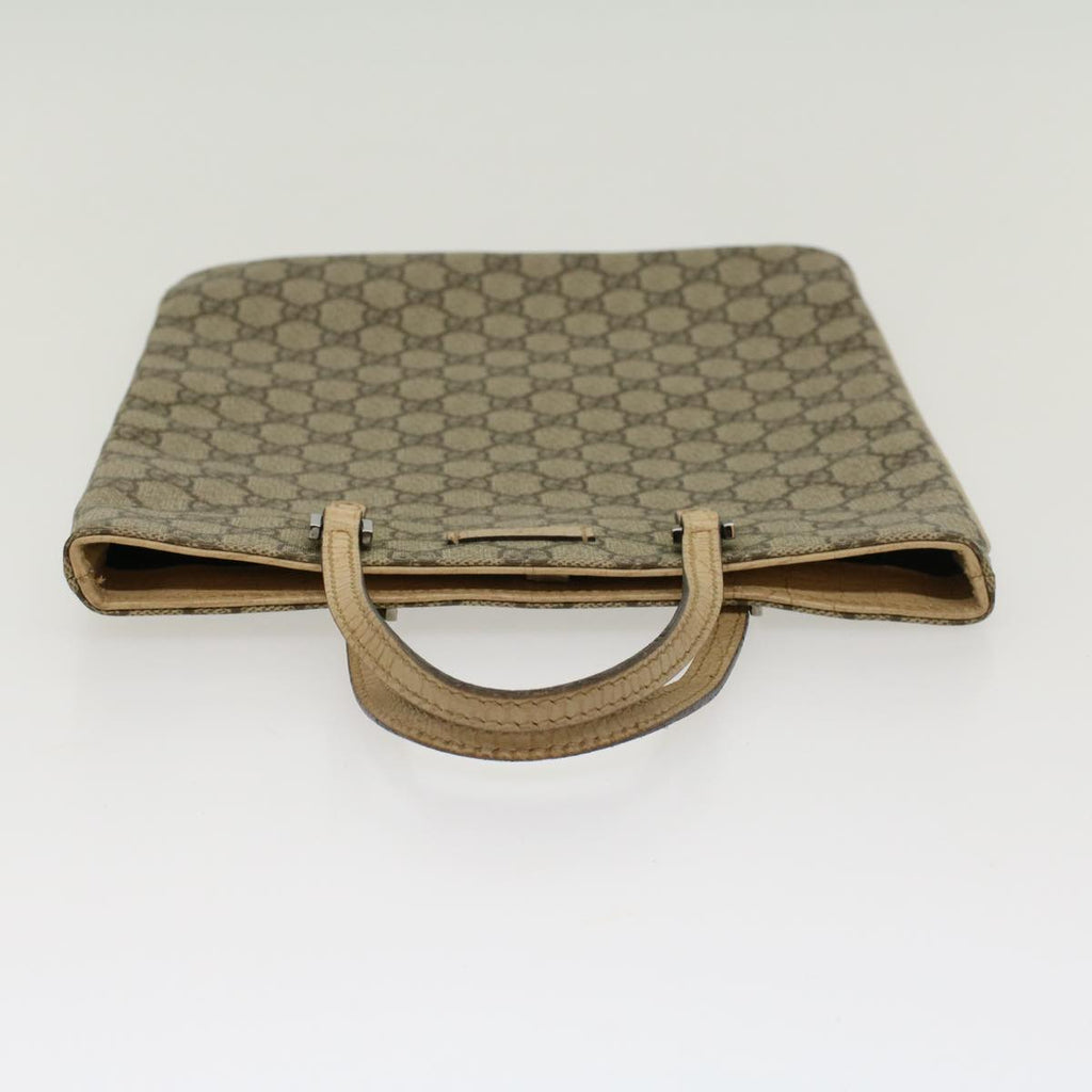 GUCCI GG Canvas Hand Bag PVC Leather Beige 117551  45849