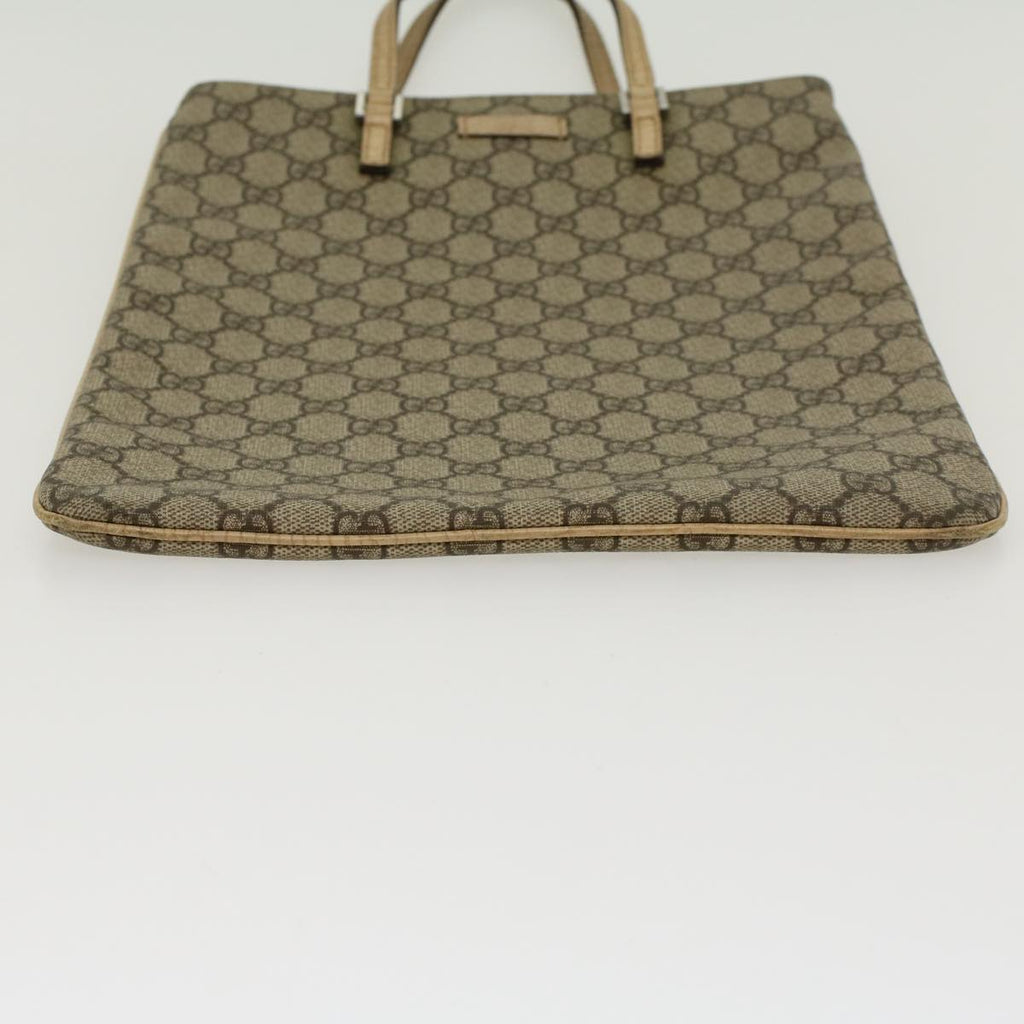 GUCCI GG Canvas Hand Bag PVC Leather Beige 117551  45849
