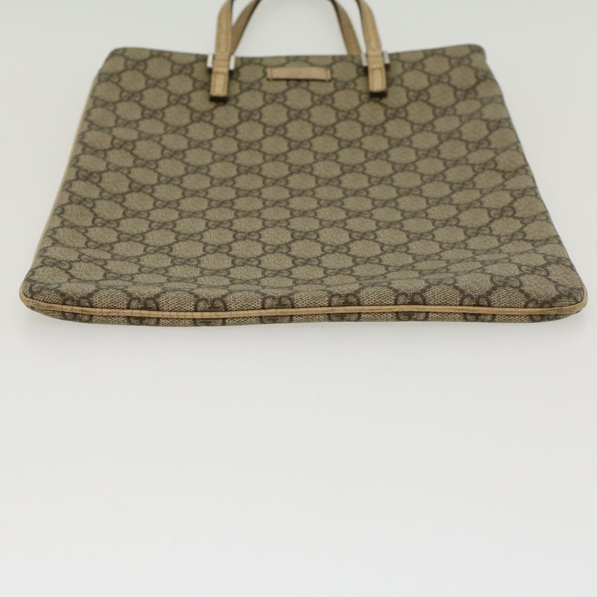 GUCCI GG Canvas Hand Bag PVC Leather Beige 117551  45849