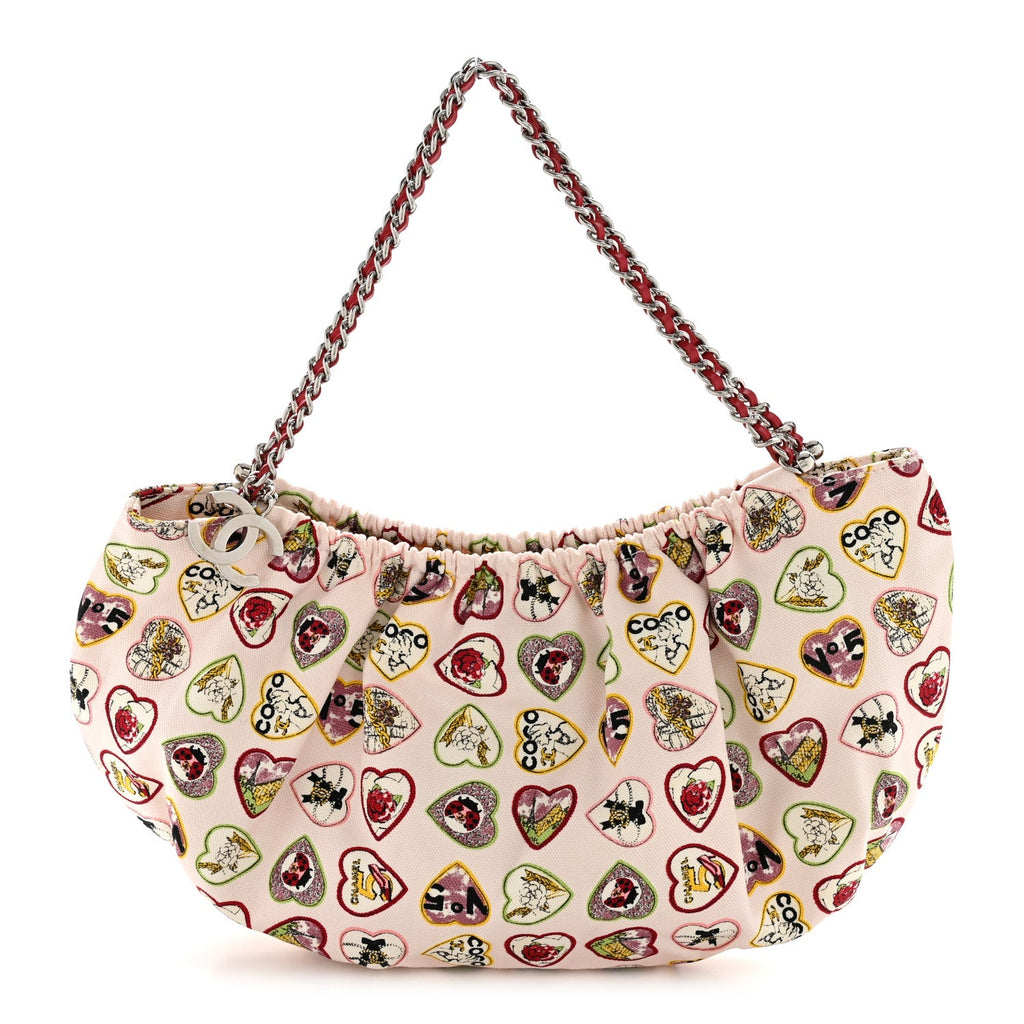 Chanel Canvas Coco Hearts Shoulder Bag Pink
