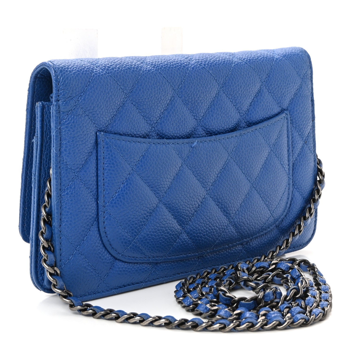 Chanel Caviar Quilted Wallet on Chain WOC Blue