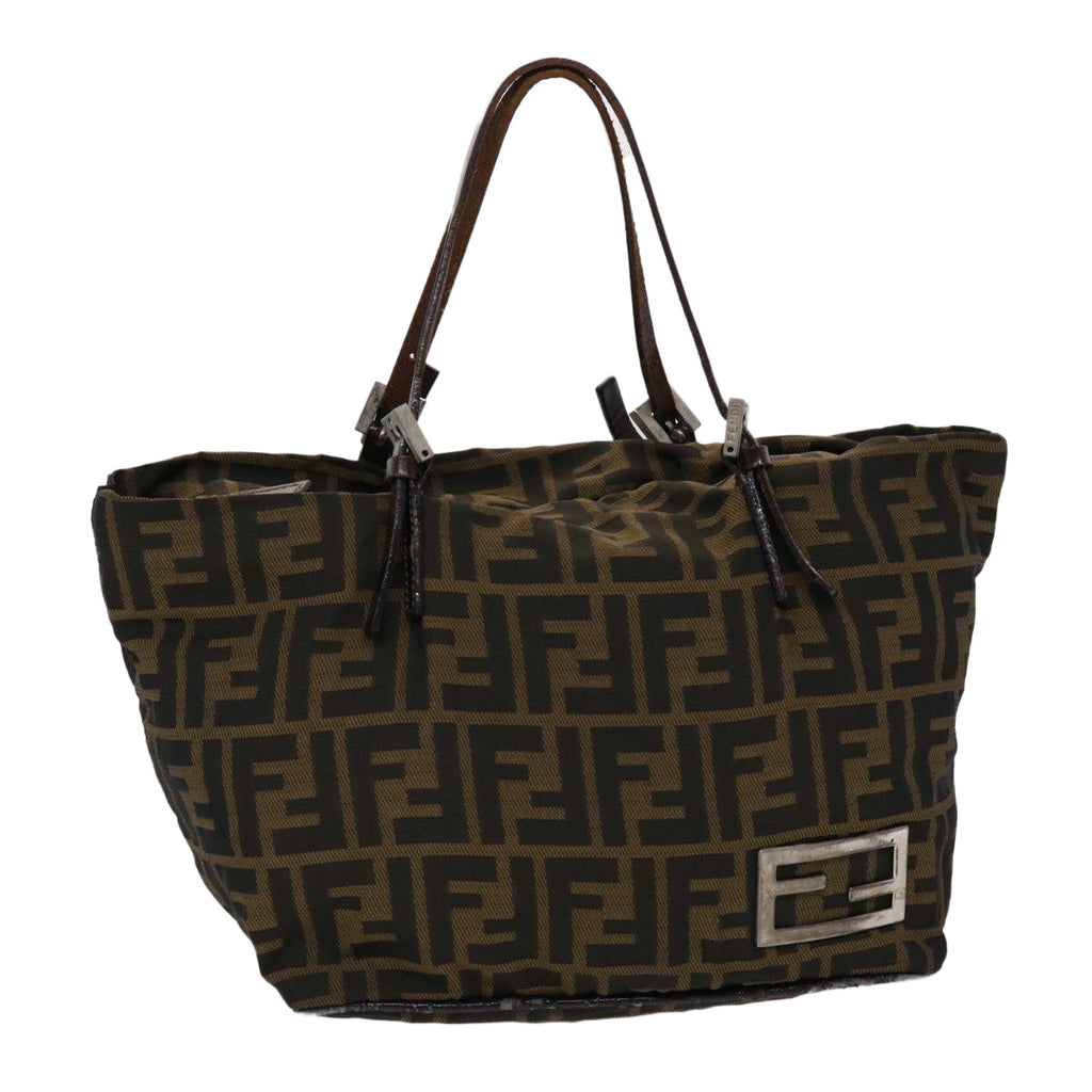 FENDI Zucca Canvas Hand Bag Nylon Brown Black  45877