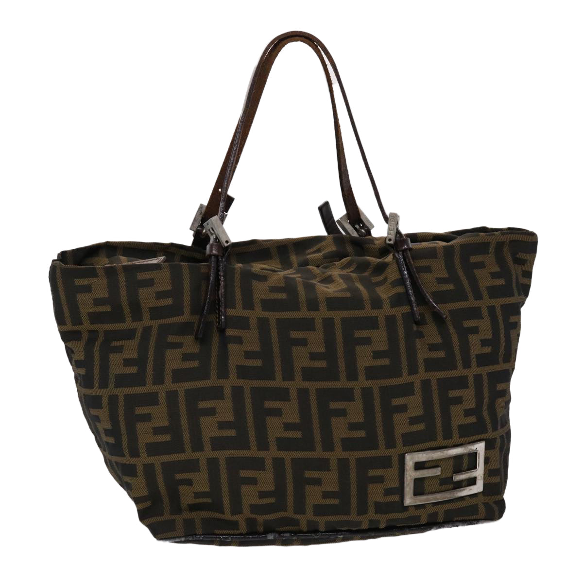 FENDI Zucca Canvas Hand Bag Nylon Brown Black  45877